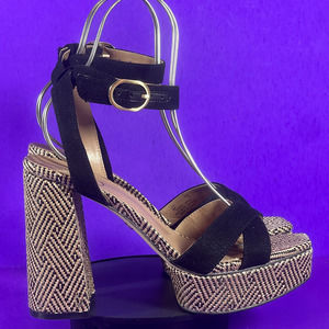 Sam Edelman Black and Tan Platform Sandals